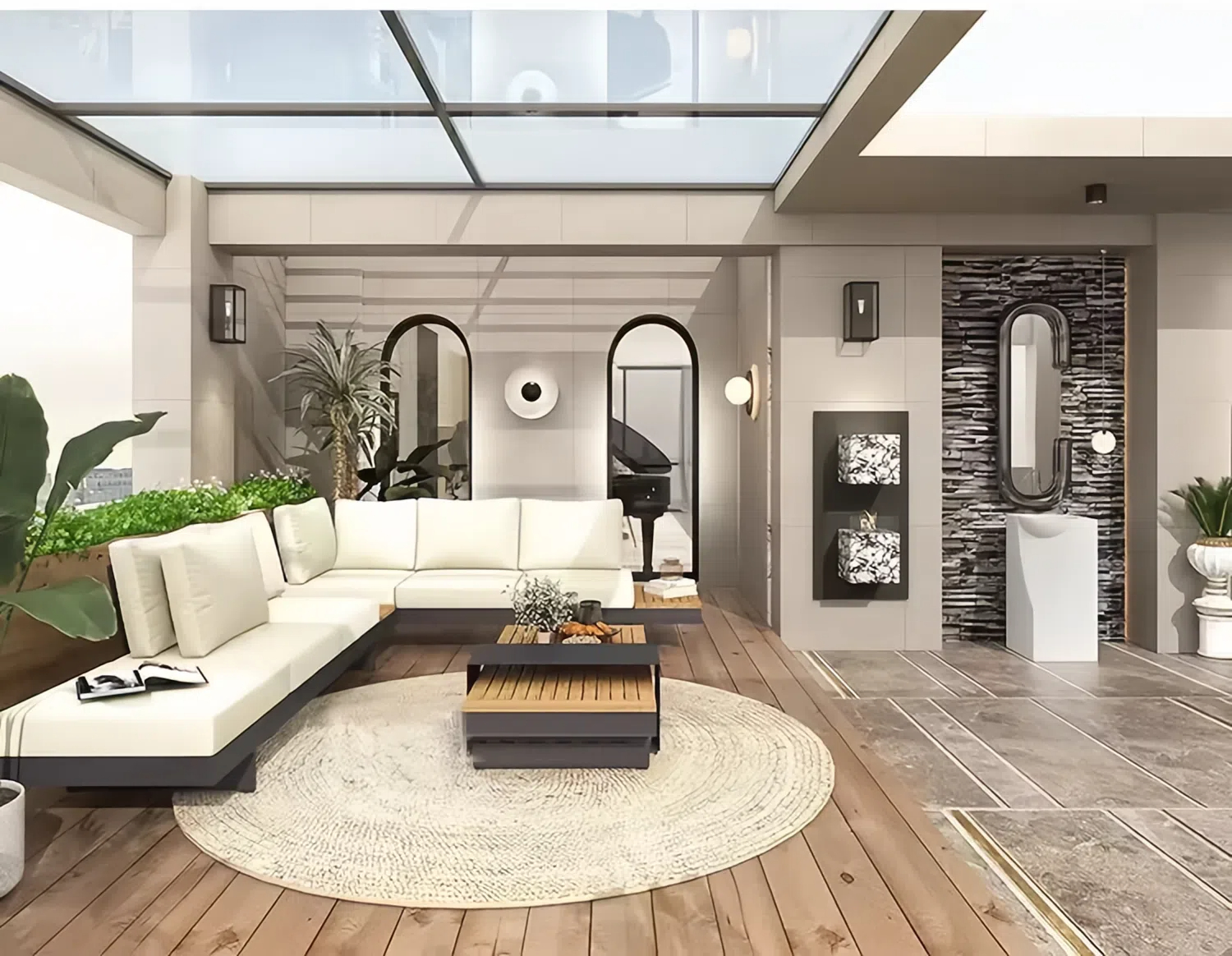 outdoor sofa and table